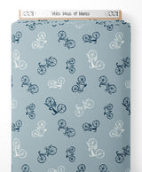 Tissu - Vélos bleus et blancs