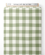 Tissu - Carreaux verts doux sur blanc