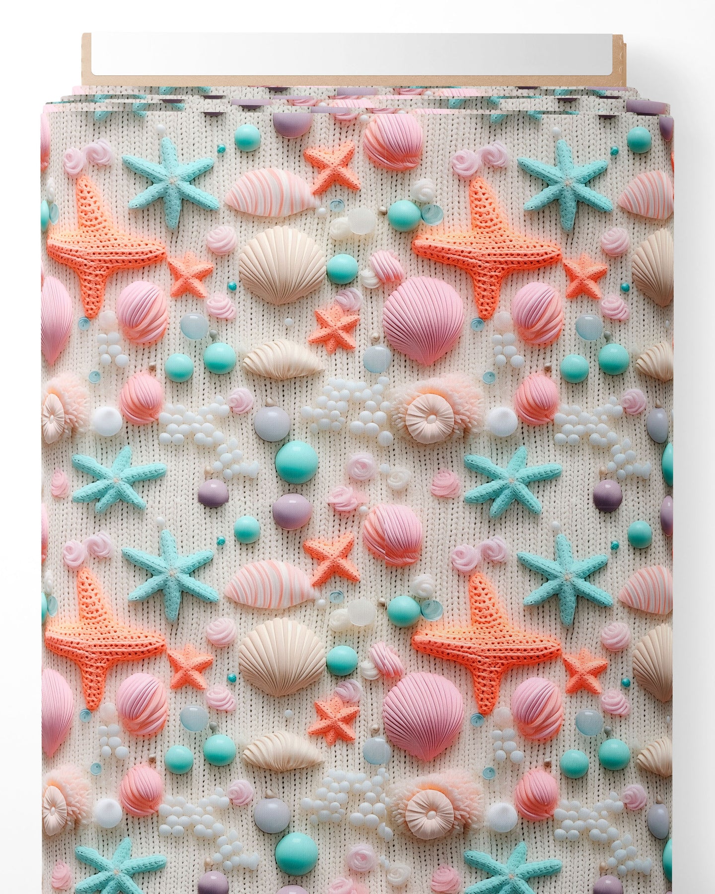 Tissu - 3D Coquillages blancs