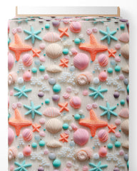 Tissu - 3D Coquillages blancs