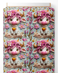 Tissu - 3D vaches printemps