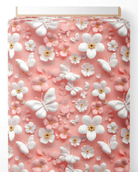 Tissu - 3D fleurs rose 2