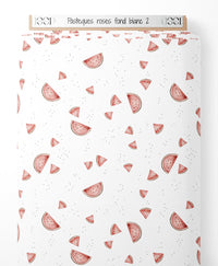 Tissu - Pastèques roses sur fond blanc 2