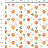 Tissu - Lions et feuilles graphiques