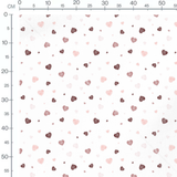 Tissu - Cœurs roses et marron