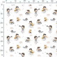 Tissu - Enfants et renards astronotes