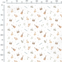 Tissu - Instruments pastel sur blanc