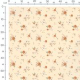 Tissu - Fleurs orange et blanches beige