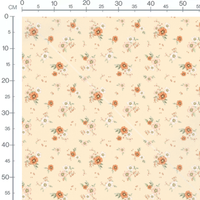 Tissu - Fleurs orange et blanches beige
