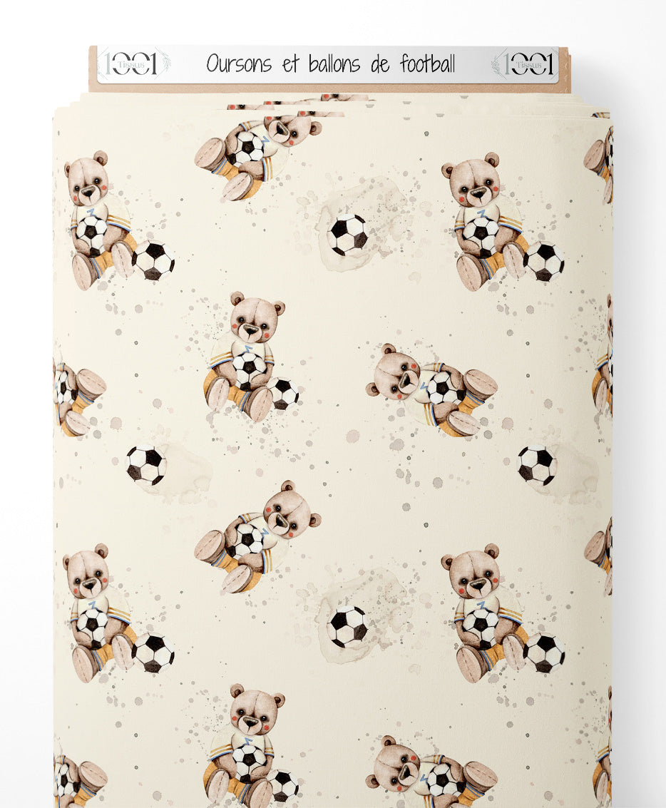 Tissu - Oursons et ballons de football