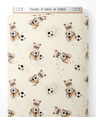 Tissu - Oursons et ballons de football