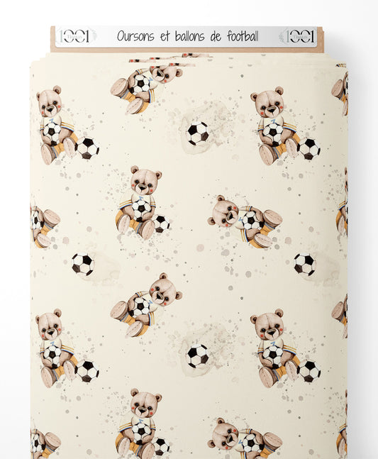 Tissu - Oursons et ballons de football