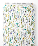 Tissu - Fleurs et feuillages aquarelle