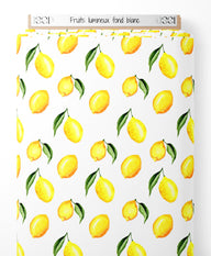 Tissu - Fruits lumineux sur fond blanc