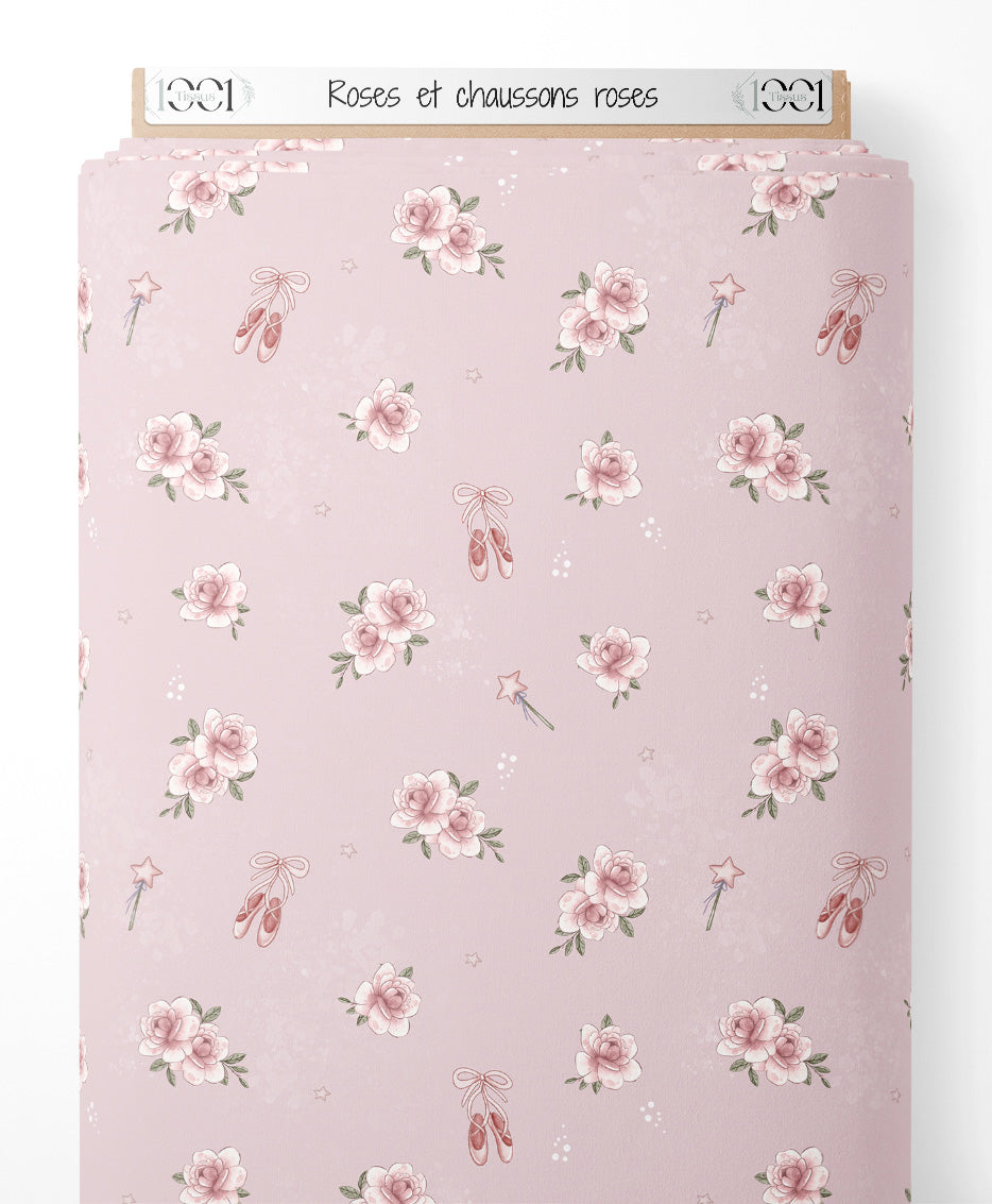 Tissu - Roses et chaussons roses