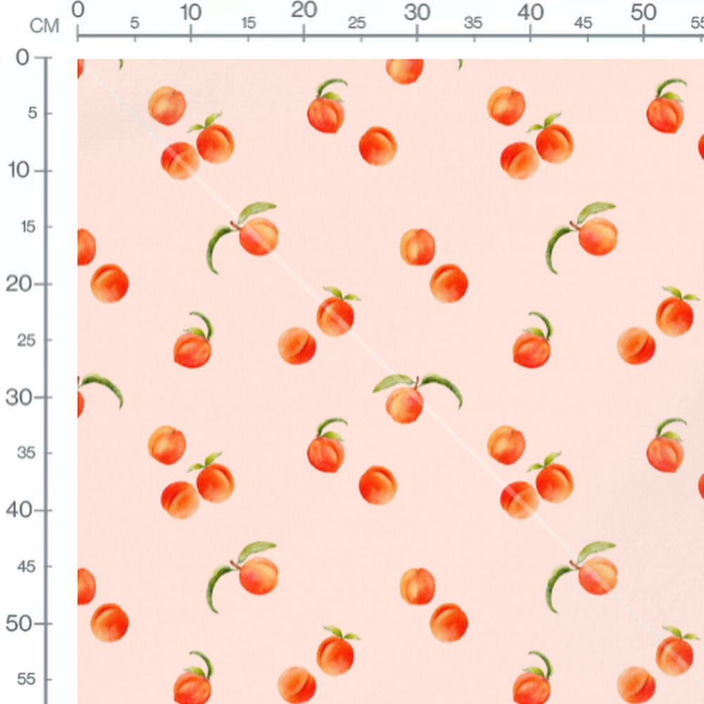 Tissu - Pêches sur fond rose
