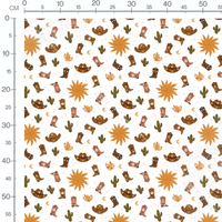 Tissu - Motifs western sur fond blanc