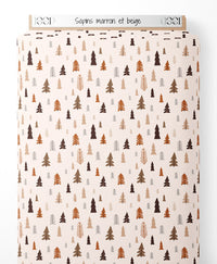 Tissu - Sapins marron et beige