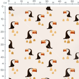 Tissu - Toucan sur fond beige