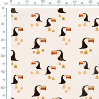 Tissu - Toucan sur fond beige