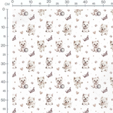 Tissu - Chiots joyeux sur fond blanc