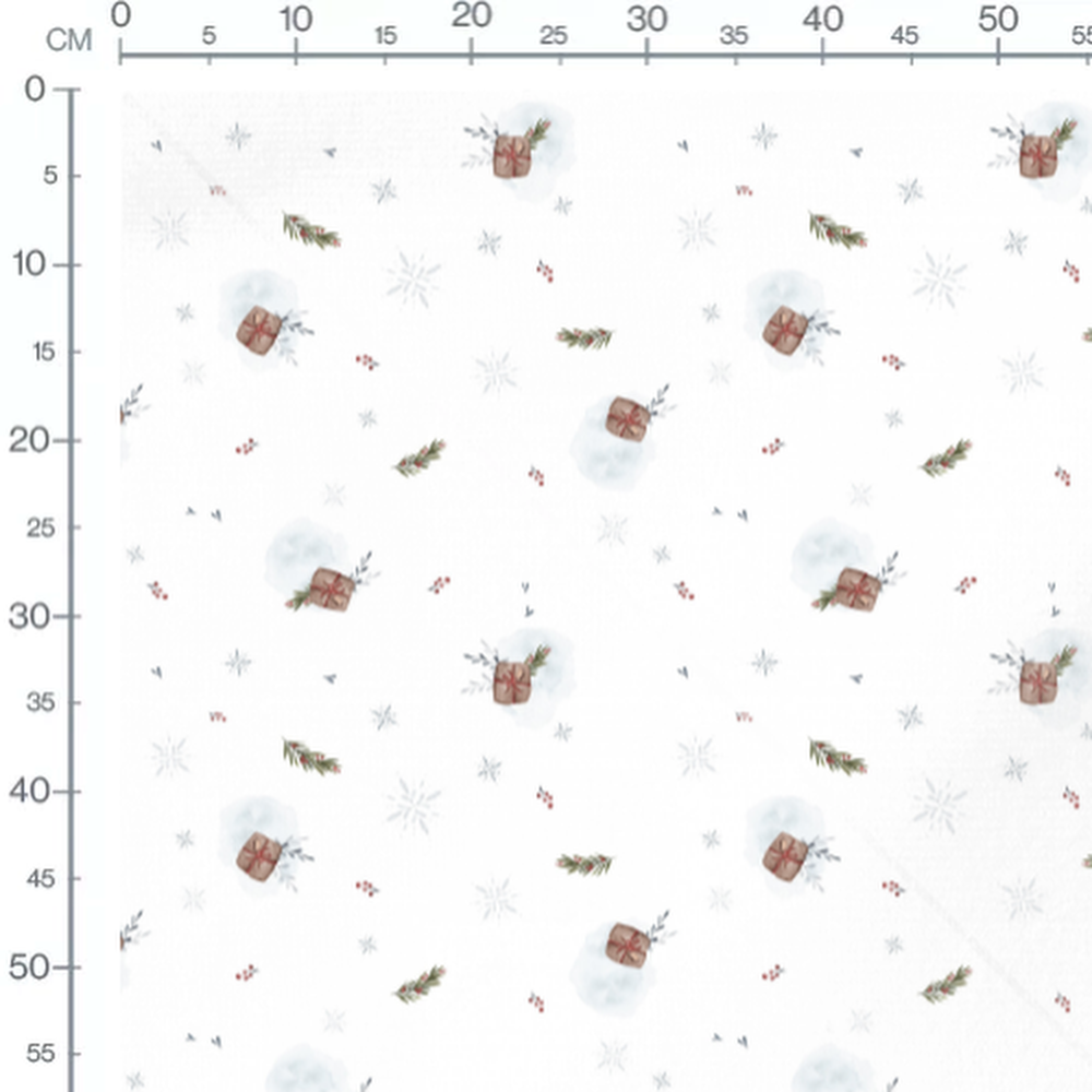 Tissu - Cadeaux et flocons neige