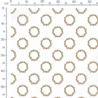 Tissu - Couronnes rouges sur blanc