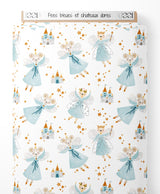 Tissu - Fées bleues et châteaux dorés