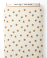 Tissu - Fleurs beige à centre marron