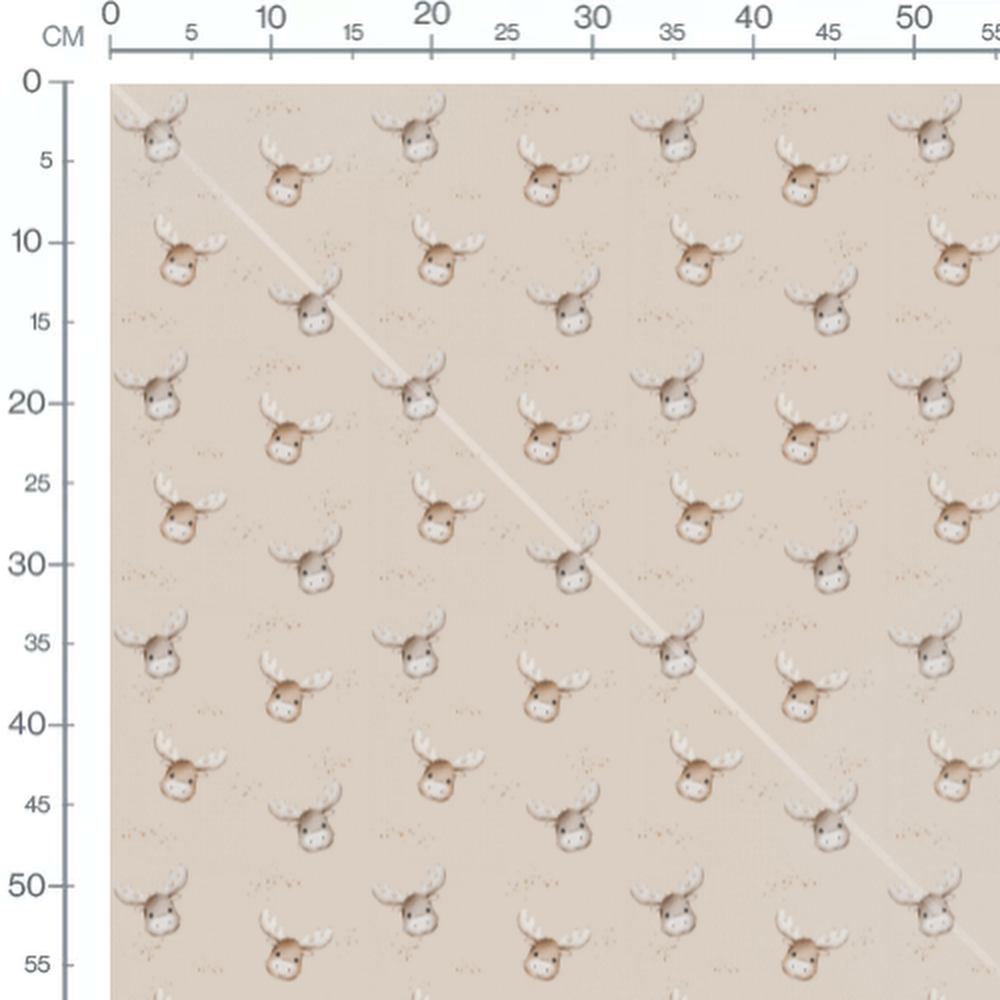 Tissu - Têtes de rennes mignonnes