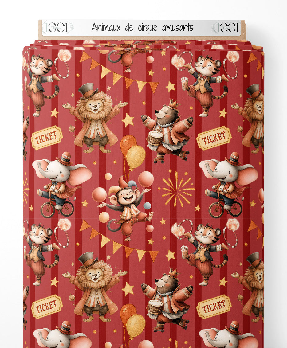 Tissu - Animaux de cirque amusants
