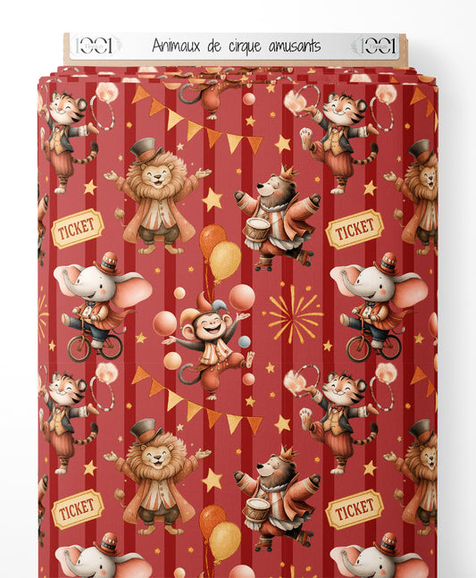 Tissu - Animaux de cirque amusants