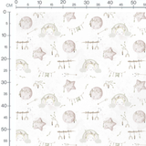 Tissu - Visages lunaires et étoiles