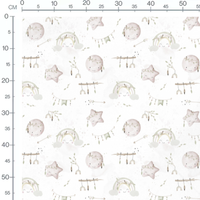 Tissu - Visages lunaires et étoiles