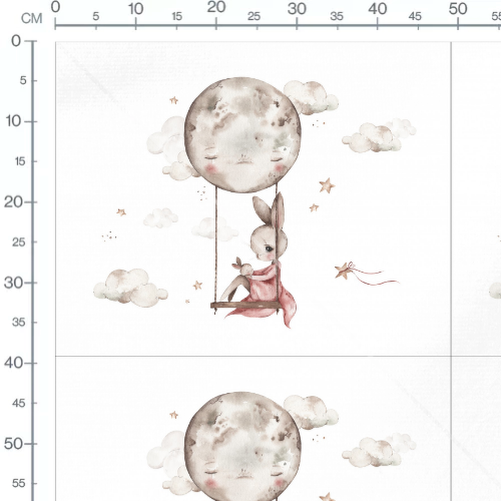 Tissu - Lapin avec étoile et lune