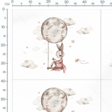 Tissu - Lapin avec étoile et lune