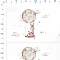 Tissu - Lapin avec étoile et lune