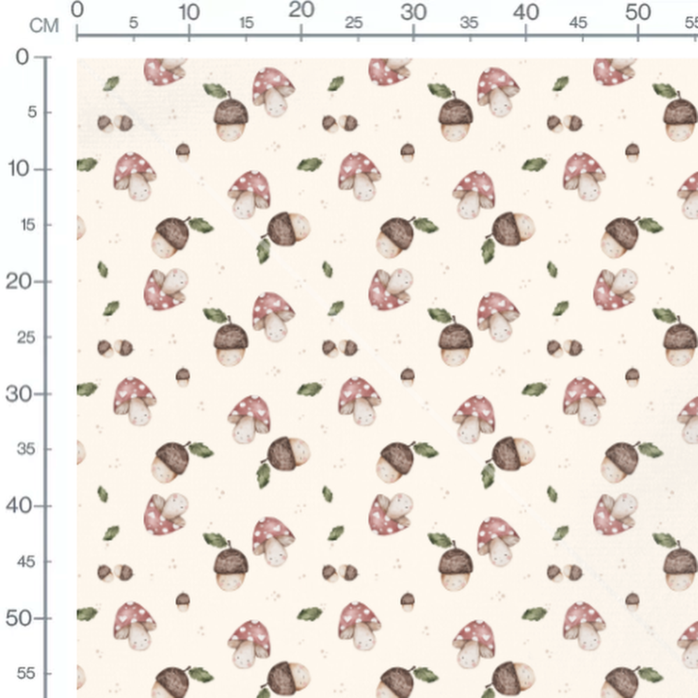 Tissu - Champignons et glands sur fond 3