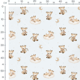 Tissu - Faons et peluches sur bleu