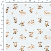 Tissu - Faons et peluches sur bleu