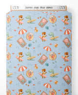 Tissu - Journée plage bleue animée