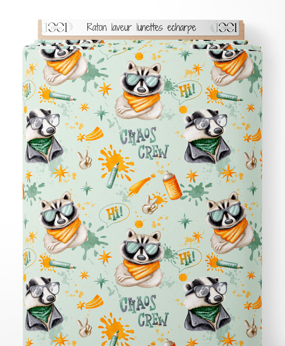 Tissu - Raton laveur lunettes écharpe