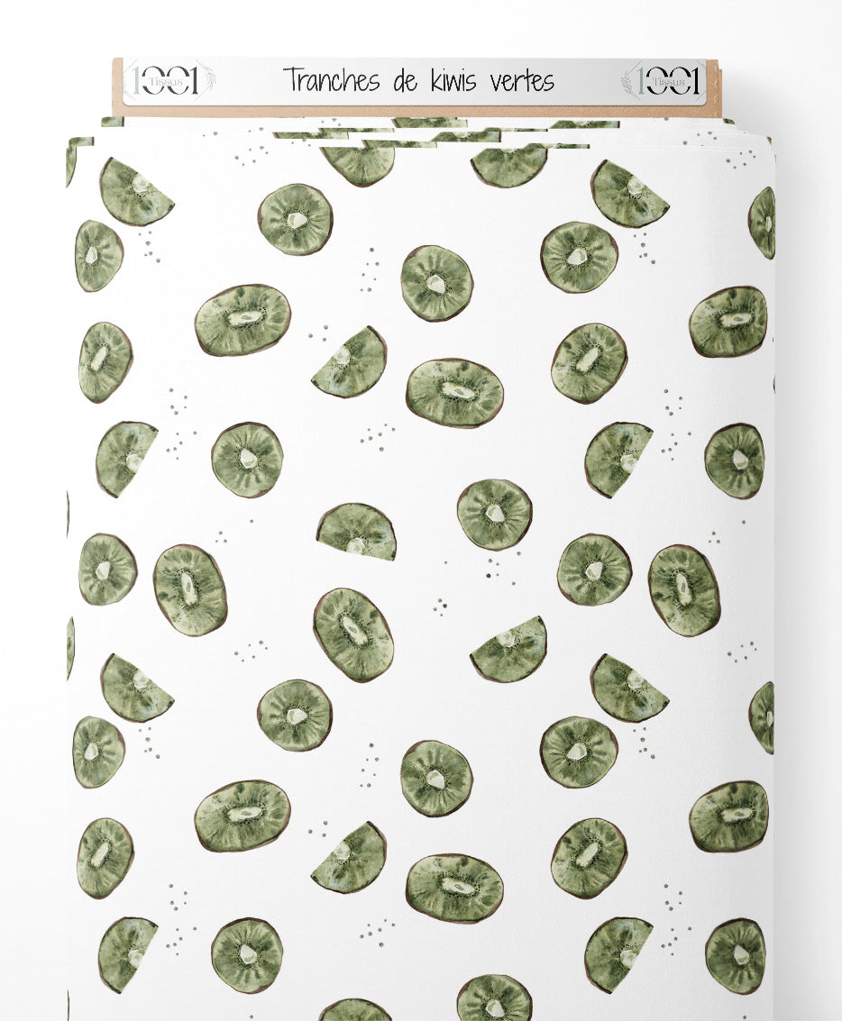 Tissu - Tranches de kiwis vertes