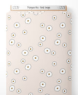 Tissu - Marguerites fond beige
