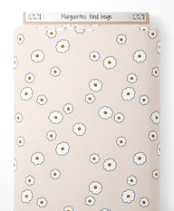 Tissu - Marguerites fond beige
