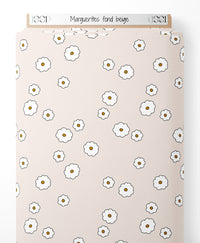 Tissu - Marguerites fond beige