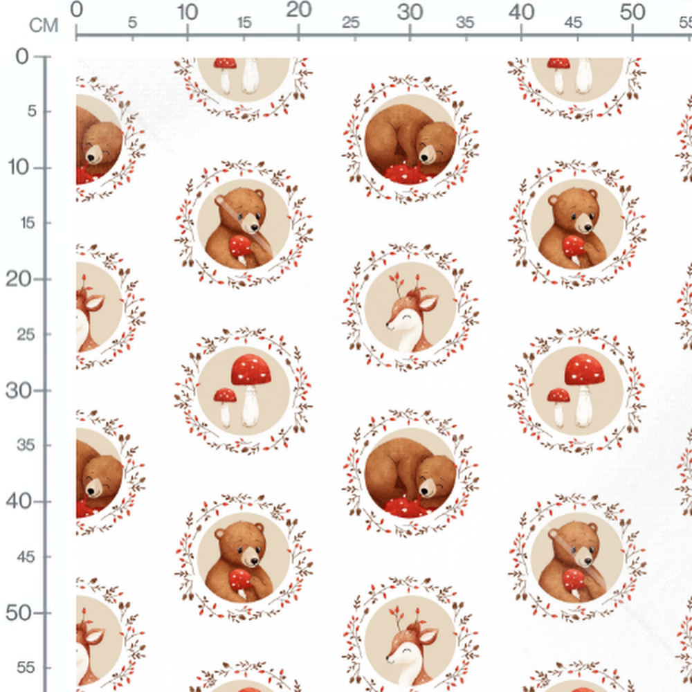 Tissu - Ours et faons mignons