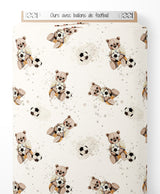 Tissu - Ours avec ballons de football