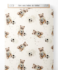Tissu - Ours avec ballons de football