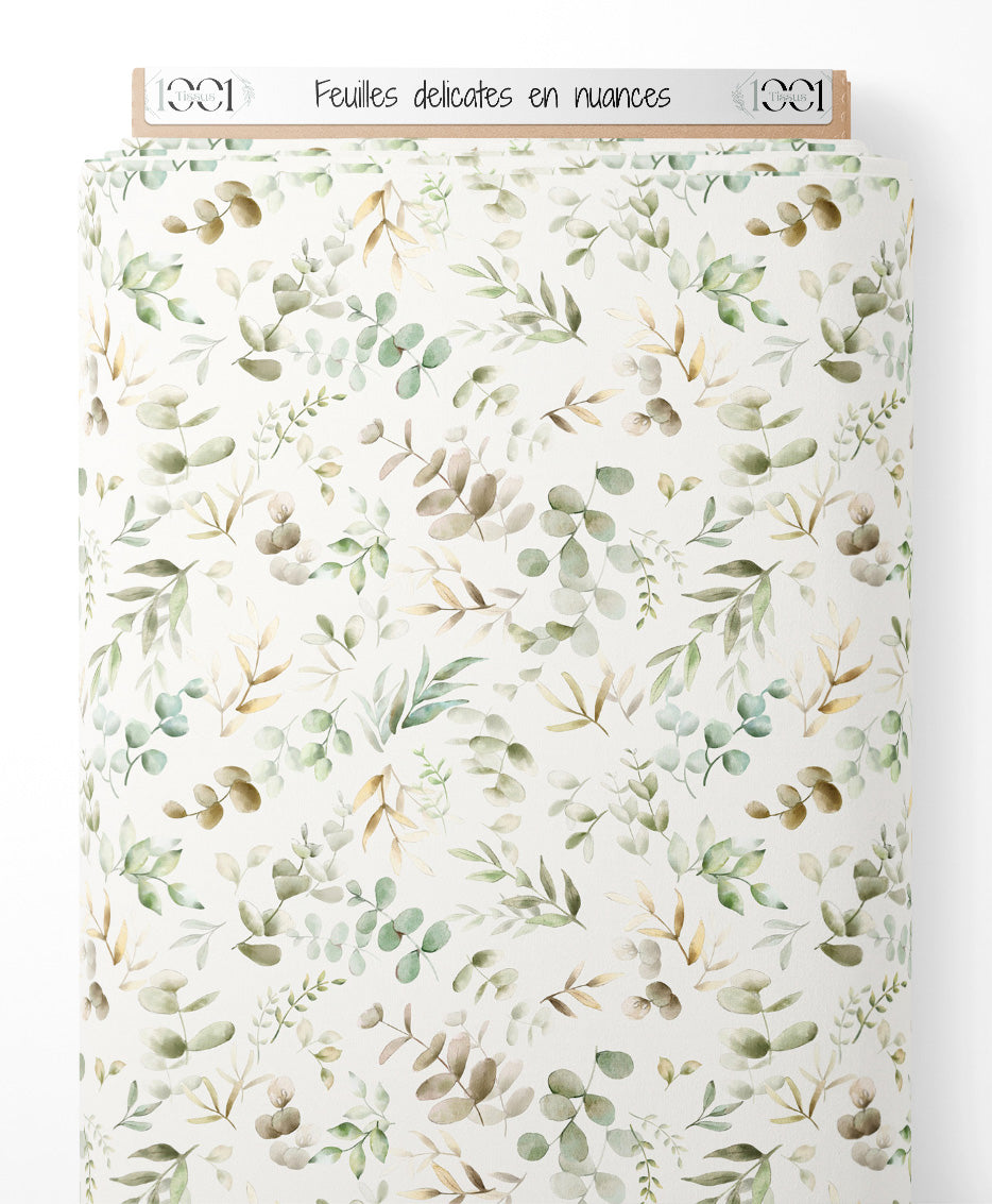 Tissu - Feuilles délicates en nuances